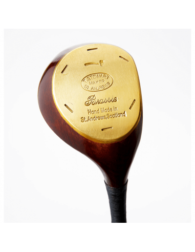 Brassie Wood by Tom Stewart. The brass sole plate. For playing hickory golf.