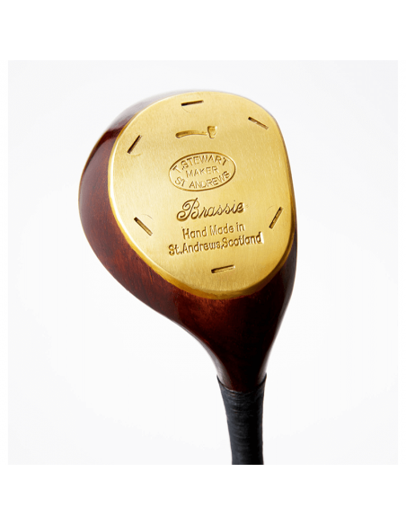 Brassie Wood by Tom Stewart. The brass sole plate. For playing hickory golf.