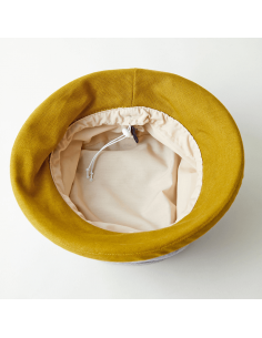 英国 リビー リネンキャップ ( ナチュラル/モスグリーン) 2