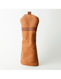 ハンドメイドレザーヘッドカバー (タン ブラウンストライプ)